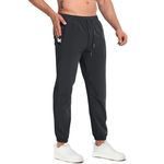 BROKIG Mens Interlock Gym Joggers Pants, Lightweight Jogging Pants Quick Dry Casual Athletic Sweat Pants for Men with Pockets(Black,X-Large)