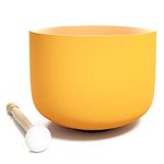 KELIODY Singing Bowl - 440 Hz D Note Orange Crystal Singing Bowl Sacral Chakra 8 Inch Singing Bowl Crystal Bowl 20 CM Frosted Quartz O-Ring and Mallet Included Yoga Gifts