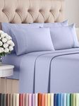 Cal King 6 Piece Sheet Set - Breathable & Cooling Sheets - Hotel Luxury Sheets - 1 Flat Sheet, 1 Fitted Sheet & 4 Pillowcases - Deep Pocket - Easy Fit, Soft & Wrinkle Free - Cal King Lavender Sheets