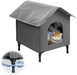 Bestier Cat House for Outdoor Cats, Weatherproof Feral Cat Shelter with Soft Pad, Indestructible Outside Cat Kitty House with Escape Door & Elevated Feet for Barn Cats, Porch, Garage