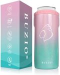 BUZIO Skinny Can Cooler 4-IN-1 for Beer & Soda, 12oz Stainless Steel Insulated Slim Cans Sleeve Drink Holder Keeper, Vacuum Beverage Cans, Sweat-Free, BPA-Free, Pink Blue