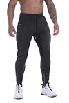 FIRSTGYM Mens Joggers Sweatpants Slim Fit Workout Training Thigh Mesh Gym Jogger Pants with Zipper Pockets, Black, Medium