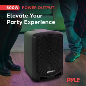 Pyle Bluetooth Karaoke PA Speaker – Portable Wireless Mic, USB/SD, Black
