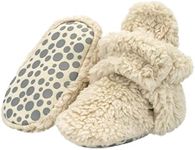 Zutano Unisex Furry Baby Booties with Grippers, Organic Cotton Lining, Baby Registry Must Haves, Oat Furry, 3 Months