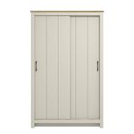 Galano Limestone 2 Door Sliding Wardrobe - Space Saving Stylish and Sturdy 2 Door Minimalist Wardrobe - Bedroom Furniture Unit with Hanging Rail Storage (Light Grey)