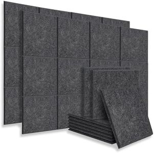 BUBOS 12 pack Acoustic Panels With Self-Adhesive, 12"X 12"X 0.4"Sound Proof Foam Panels, High Density Sound Panels, Soundproof Wall Panels for Home Studio Office-Dark Grey