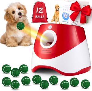 Wortade Automatic Ball Thrower for Dogs, Dog Ball Thrower Launcher with 10-30 Ft Distance, Rechargeable Automatic Dog Toy, Dog Ball Launcher - Included 12pcs 2" Balls, for Puppy (Red)