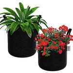 Oriley Grow Bag Heavy Duty Geo Fabric Plant Pot with Sturdy Handles Lightweight Bags Ideal for Gardening Balcony Terrace (Black, Round, 300 GSM 8 x 8 inch Pack of 10)