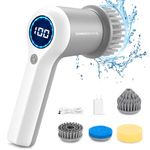 GANICECOOL Electric Spin Scrubber, Cordless Electric Shower Scrubber with 4 Replaceable Shower Cleaning Brush Heads Rechargeable for Cleaning Tub,Tile,Floor, Sink, Window, Stove (Gray)