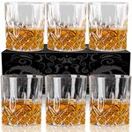 OPAYLY Whiskey Glasses Set of 6, Rocks Glasses, 10 oz Old Fashioned Tumblers for Drinking Scotch Bourbon Whisky Cocktail Cognac Vodka Gin Tequila Rum Liquor Rye Gift for Men Women at Home Bar