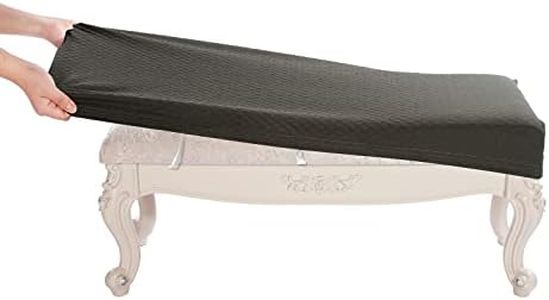 BUYUE Luxury Shoe Bench Cover, (36.5"- 48") L x (13.8"- 18") W Stretch Jacquard Washable Rectangle Long Dining Bench Slipcover (L, Brown)