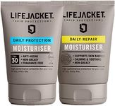 LifeJacket Moisturiser Set - Daily Protection Moisturiser SPF30 100ml + Daily Repair Overnight Hydration Face Cream 100ml Anti Ageing Moisturiser Gift Set Clinically Approved for Sensitive Skin