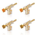 4pcs Banana Plug BA1403 Angled Locking Stacking Banana Plug 24K Gold Plated Speaker Banana Connectors for Speaker Wire AV Receiver Amplifiers