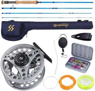 Sougayilang Fly Fishing Rod Reel Combo, 4-Piece Fly Rod and Aluminum Alloy Reel Complete Starter Package with Rod Bag-Silver-#8