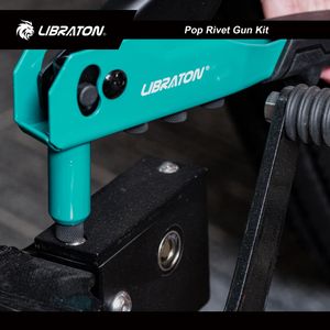 Libraton Heavy Duty Rivet Gun Set – 120 Blind Rivets, 4 Drill Bits, Interchangeable Heads