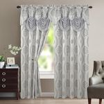 Elegant Comfort Curtain Panel Set with Attached Valance and Backing 54" X 84" (Set of 2), Gray