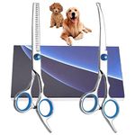 Dog Grooming Scissors, Cat Grooming Scissors, Pet Grooming Scissors with Safety Round Tip, Stainless Steel Dog Cat Grooming Shears Set