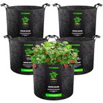 VIVOSUN 5-Pack 15 Gallon Grow Bags Heavy Duty 300G Thickened Nonwoven Plant Fabric Pots with Handles