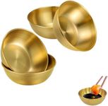 Roczential 4 Pack Golden Dipping Plate Stainless Steel Gold Dip Bowl, Seasoning Dish,Round Condiment Tray, Sauce Plate, Sushi Dipping Bowls, Appetizer Trays, Condiment Dish for Restaurant, Home