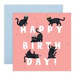 CENTRAL 23 Cat Birthday Card - ' Birthday Letters Cat ' - Birthday Cards for Kids - For Him Her Men Women Wife Husband Sister Brother Daughter Son Mom Dad - Comes With Fun Stickers Recyclable