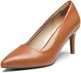 DREAM PAIRS Women's High Stiletto Heels Closed Pointed Toe Dress Pumps Shoes for Wedding Work Office Business, 3 Inches,Size 5.5,Brown-PU,KUCCI