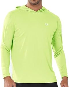 NORTHYARD Men's UPF 50+ Hoodie Shirts Rash Guard Long Sleeve Sun Protection SPF Fishing Shirt UV for Athletic Running Swim LEMONYELLOW 3XL
