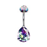 limerencia G23 Titanium Belly Button Rings hypoallergenic medical implant grade 14G Teardrop CZ Belly Navel Rings Piercing Belly Bars(Teardrop Black Colorful)