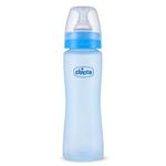 Chicco Feed Easy Anti-Colic Feeding Bottle for Babies 2+ Months (250ml) | Medium Flow Teat | V-Shaped Anti-Colic System to Prevent Gas & Discomfort | Soft Silicon Nipple | Easy Grip | BPA Free (Blue)