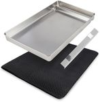 Bundle Set: Stainless Steel Litter Tray for All Petsafe Self Cleaning Litter Boxes - Odor Control Litter Pan, Non Stick, Easy to Clean, Cat Litter Mat Trapping for Litter Box Included