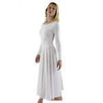 Danzcue Womens Praise Loose Fit Full Length Long Sleeve Dance Dress, White, Small