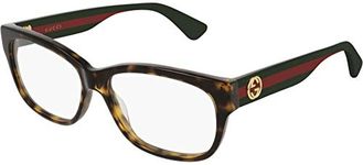 Gucci Unisex Adults’ GG0278O-012-55 Brillengestell, Dunkel Havana-Dunkel Grün, 55.0