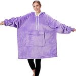 Qeils Oversized Wearable Blanket Hoodie, Comfy Sherpa Sweatshirt Pullover Jacket Violet