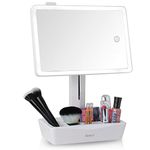 Fancii LED Lighted XL Large Vanity Makeup Mirror with 10X Magnifying Mirror - Dimmable Natural Light, Touch Screen, Dual Power, Adjustable Stand with Cosmetic Organiser (Gala)