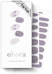 ohora Semi Cured Gel Nail Strips (N Dancing Flower) - White, Patterned, Works with UV/LED Lamps, Salon-Quality, Easy to Apply & Remove - Valentine's Day Gel Nail Wraps, stickers, romantic gift ideas