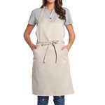 BIGHAS Adjustable Bib Apron with Long Ties for Women Men 18 Colors Chef Kitchen Cooking (Beige)