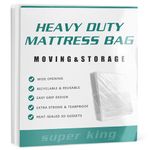 Double Mattress Bag for Moving and Storage,Mattress Protector Storage Bag,Waterproof Mattress Storage Bag,Heavy Duty, Reusable, Tearproof (Super King)