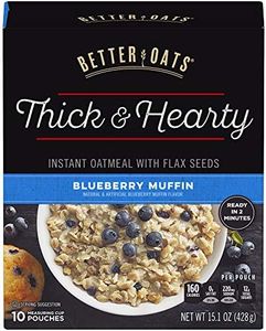 Better Oats Thick & Hearty Blueberry Muffin Instant Oatmeal with Flax Seeds, 15.1 Ounce (Pack of 6)