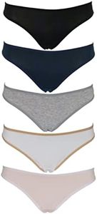 Emprella Cotton Underwear Women 5 Thong Pack - No Show Panties, Seamless Sexy Breathable (Large, Assorted)