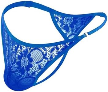 JOCKLAND Mens Lace Thong Sexy Low Rise T-back G-string with Adjustable Stretch Waistband Comfortable Men's Thong Underwear (US, Alpha, Large, Regular, Regular, Royal blue)
