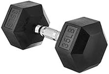 Amazon Basics Rubber Encased Hex Dumbbell Weight - 13.8 x 6.2 x 5 Inches, 35 Pounds, Pack of 1