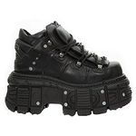 New Rock M-TANK106-C2 Unisex Black 100% Leather Goth Platform Space Shoes - Black 40