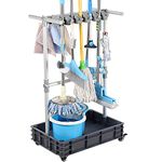 QTJH Broom And Mop Holder Put Wet Mops Movable Floor-Mounted Mop Rack Floor Standing Cleaning Tool Cart Storage For Garden Garage Schools, Hospitals, Factories, Hotels,Property Companies (12 racks)