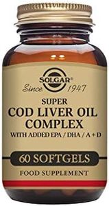 Solgar Super Cod Liver Oil Complex Softgels - Pack of 60 - Essential Fatty Acids, Vitamin A & D - Brain, Vision and Heart Health Support