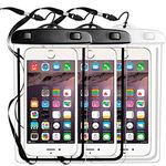 3 Pack Waterproof Phone Pouch, IPX8 Cellphone Dry Case Bag Compatible with iPhone Xs,XR,XS MAX,X 8,7,6s Plus,SE,Galaxy S9,S8+,s7 Edge LG,Diagonal to 6",Snowproof Dirtproof Outdoor Sports-Black+White