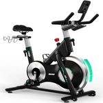 DAMSUN New Professional Exercise Bike, Stronger Magnetic Resistance Spin Bike with Heavier Flywheel, Ultra-Quiet Indoor Cycling Bike with Dumbbell Rack, Comfortable Seat, 400LBs Capacity