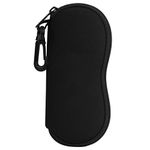 MoKo Sunglasses Soft Case, [Ultra Lightweight] Neoprene Zippered Eyeglass Storage Case with Clip for Eyewear, Frames, Carrying Pouch Case Makeup Bag for Keys, Pencils, Cards - Black