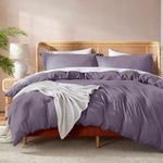 Nestl Grayish Purple California King Duvet Cover Sets - Soft Double Brushed Cal King Duvet Cover, 3 Piece, with Button Closure, 1 Duvet Cover 104x98 inches and 2 Pillow Shams