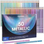 50 Metallic Colored Pencils.Suitable for Adults, Kids and Coloring Books.Artist Sketching Drawing Pencils Art Craft Supplies. Coloring Pencils Set Gift for Adults Kids Beginners