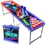 Beer Pong Official LED Light Full Set | 1 Bright Table + 120 Cups (60 Blue & 60 Red) + 6 Balls | Complete Pack | Official Table | Scratchproof | House Party | OriginalCup®