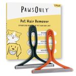 PawsOnly | Pet Hair Remover for Carpet, Furniture, Car, Sofa, Stairs, Clothes | Dog & Cat Fur Scraper Tool | Double Sided Plastic Brush | Reusable & Portable | Handheld Fluff Rake (Orange + Green)